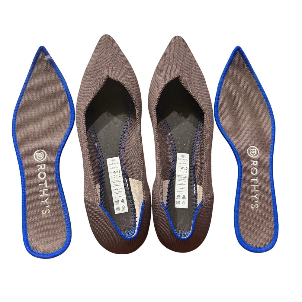 Rothy's The Pointed Flats Taupe Knit Women Shoes Size 8.5 Comfort Outdoor Work